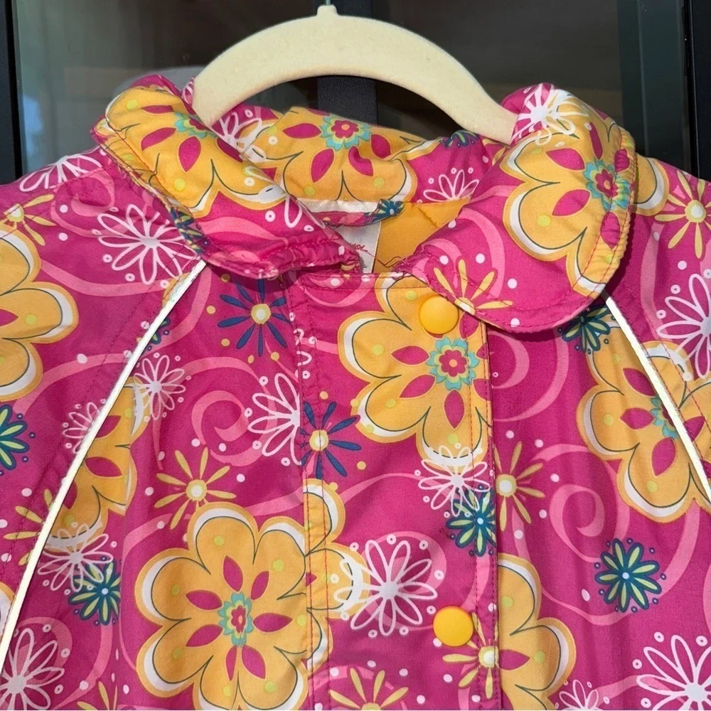 Hanna Andersson quilted snow jacket floral groovy toddler girl puffer skiing